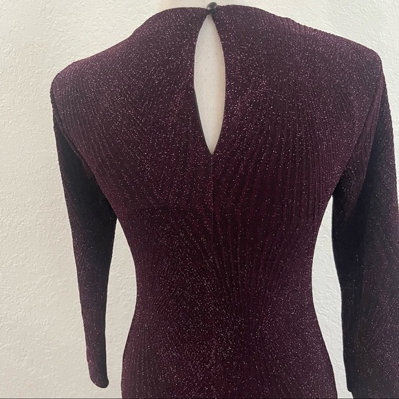 TRIXXI Juniors Dark Purple Sequin Elbow Sleeve Cut Out Dress Size Small Bodycon - Picture 4 of 7